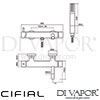 Cifial 32420TT Mini Round 2 Hole Wall Manual Bath Shower Mixer Dimensions