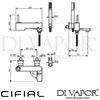 Cifial M3 Single Lever Bath Shower Joystick Wall Mounted Hand Shower 2F Dimensions