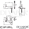 Cifial 32425M10 Techno M10 Wall Mounted Bath Shower Mixer Dimensions