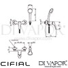 Cifial Optimal Single Lever Exposed Wall Shower Hand Shower 2F Dimensions