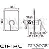 Cifial 32431CL Coule Concealed Manual Shower Mixer Dimensions