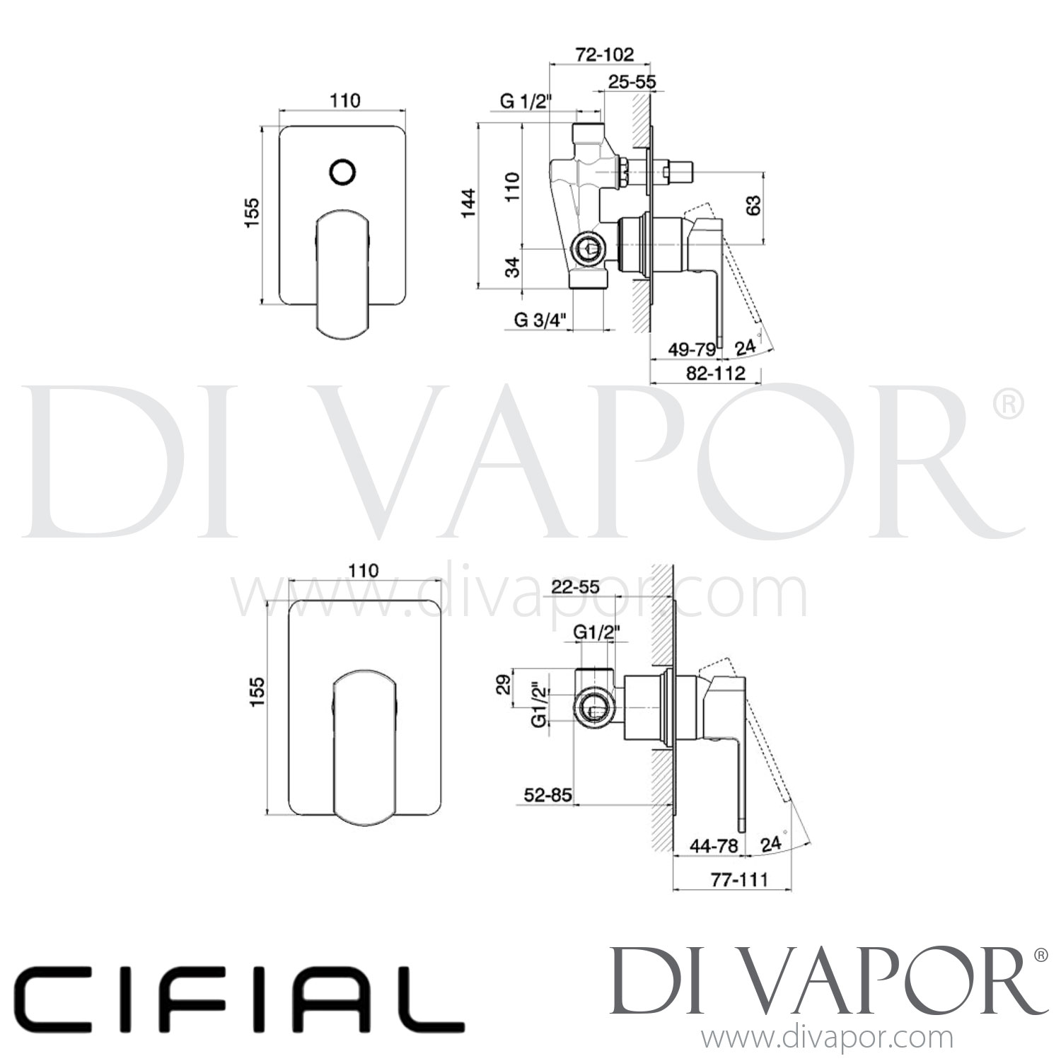 Cifial 32431CU Cudo Concealed Manual Shower Mixer Spare Parts