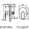Cifial 32431EM Emmie Chrome Black Concealed Manual Mixer Dimensions