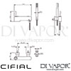 Cifial 32435M10 Techno M10 Wall Mounted Manual Shower Mixer Dimensions