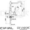 Cifial 32460TD KT99 Traditional Kitchen Tap with Swivel Spout Dimensions
