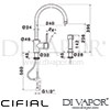 Cifial 32460TH KT12 Kitchen Tap with Separate Pull-Up Spray Dimensions
