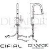 Cifial 32463TH KT03 Kitchen Tap with Extendable Spray and Swivel Spout Dimensions
