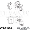 Cifial 32470CU Cudo Concealed Manual Bath Shower Mixer Dimensions