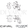 Cifial 32470CUO Cudo Open Concealed Manual Bath Shower Mixer Dimensions