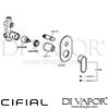 Cifial 32470EM Emmie Chrome Black Concealed Manual Bath Shower Mixer Dimension