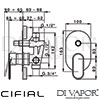Cifial 32470EM Emmie Chrome Black Concealed Manual Bath Shower Mixer Dimensions