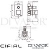 Cifial 32470QD Mini Square Concealed Manual Bath Shower Mixer Dimensions