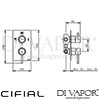 Cifial 32473MI Mini Round Concealed Manual Bath Shower Mixer Dimensions