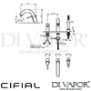 Cifial 32480TH-625 Techno 465 Single Lever Bath Shower Mixer 3F Dimensions