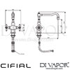 Cifial 32600ED KT94 Traditional Kitchen Tap with Swivel Spout Dimensions