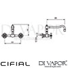 Cifial 32603EDH KT95 Traditional Wall Mounted Kitchen Tap with 229mm Swivel Spout Dimensions