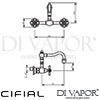 Cifial 32604EDH KT96 Traditional Wall Mounted Kitchen Tap with Swivel Spout Dimensions