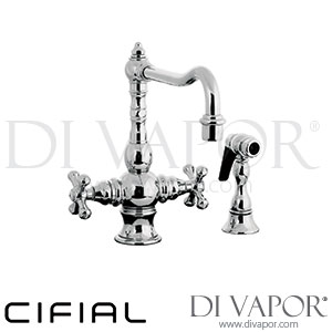 Cifial 32609ED KT93 Traditional Kitchen Tap with Swivel Spout and Separate Pull-Up Spray Spare Parts