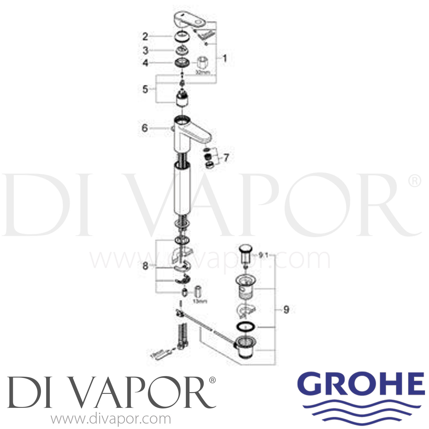 Grohe 32618 Europlus Basin Mixer Tap Spare Parts