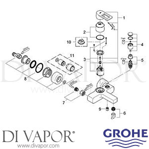 Grohe 32638 Quadra Single Lever Bath / Shower Mixer (1/2 Inch) Spare Parts