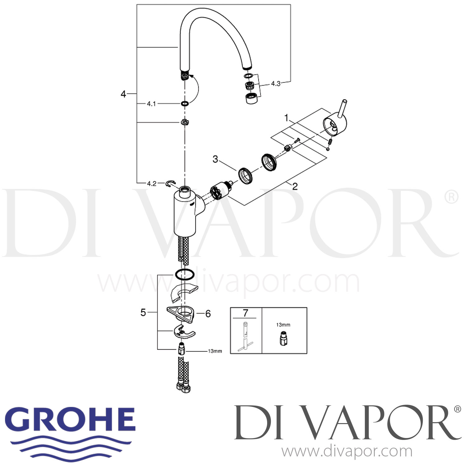 Grohe 32661DC1 Concetto Kitchen Tap Spare Parts