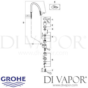 Grohe 32786 Euroeco Special Sink Mixer (1/2 Inch) Spare Parts