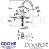 Grohe Eurosmart Cosmopolitan Single-Lever Sink Mixer Dimensions