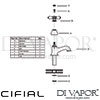 Cifial 32995ED Edwardian Pair Basin Pillar Taps Dimension
