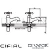 Cifial 32995ED Edwardian Pair Basin Pillar Taps Dimensions
