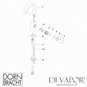 Dornbracht Mem Single-Lever Basin Mixer without Pop-Up Waste - Brushed Dark Platinum 33 522 782-99 Spare Parts