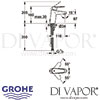 Grohe Eurodisc Cosmopolitan Single-Lever Basin Mixer S-Size Dimensions