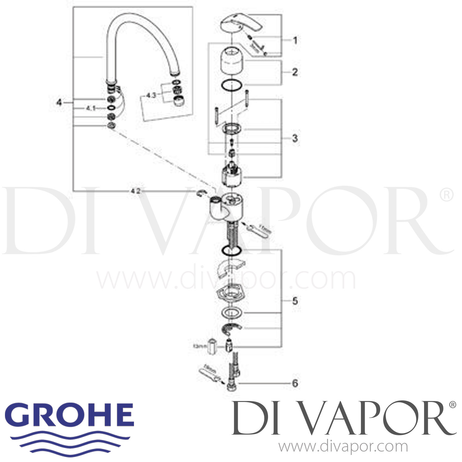 Grohe 33202 Eurosmart Sink Mixer (1/2 Inch) Spare Parts