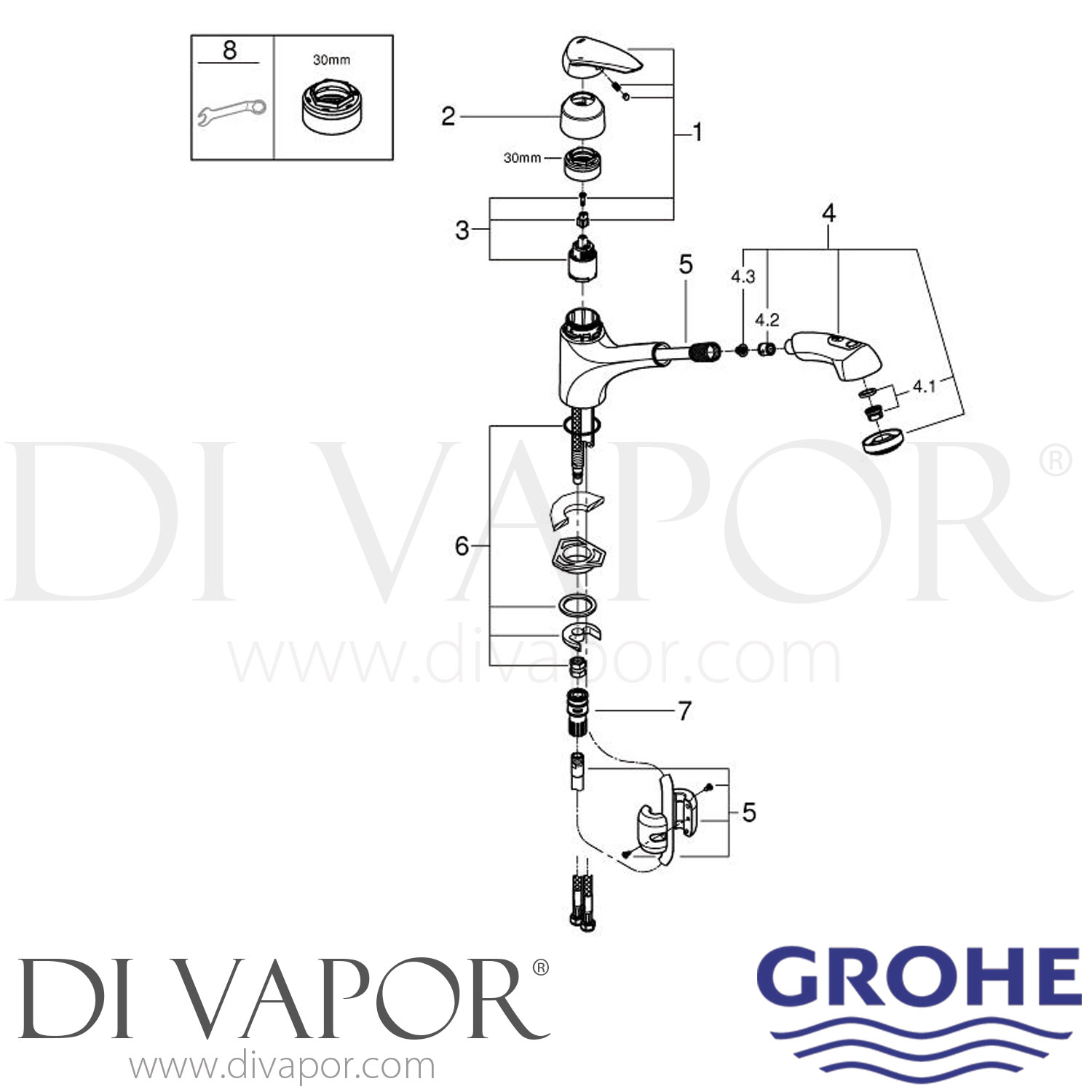 Grohe 33330DC1 Eurodisc SingleLever Sink Mixer Spare Parts