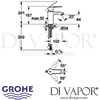 Grohe Eurostyle Cosmopolitan Single-Lever Basin Mixer S-Size Dimensions
