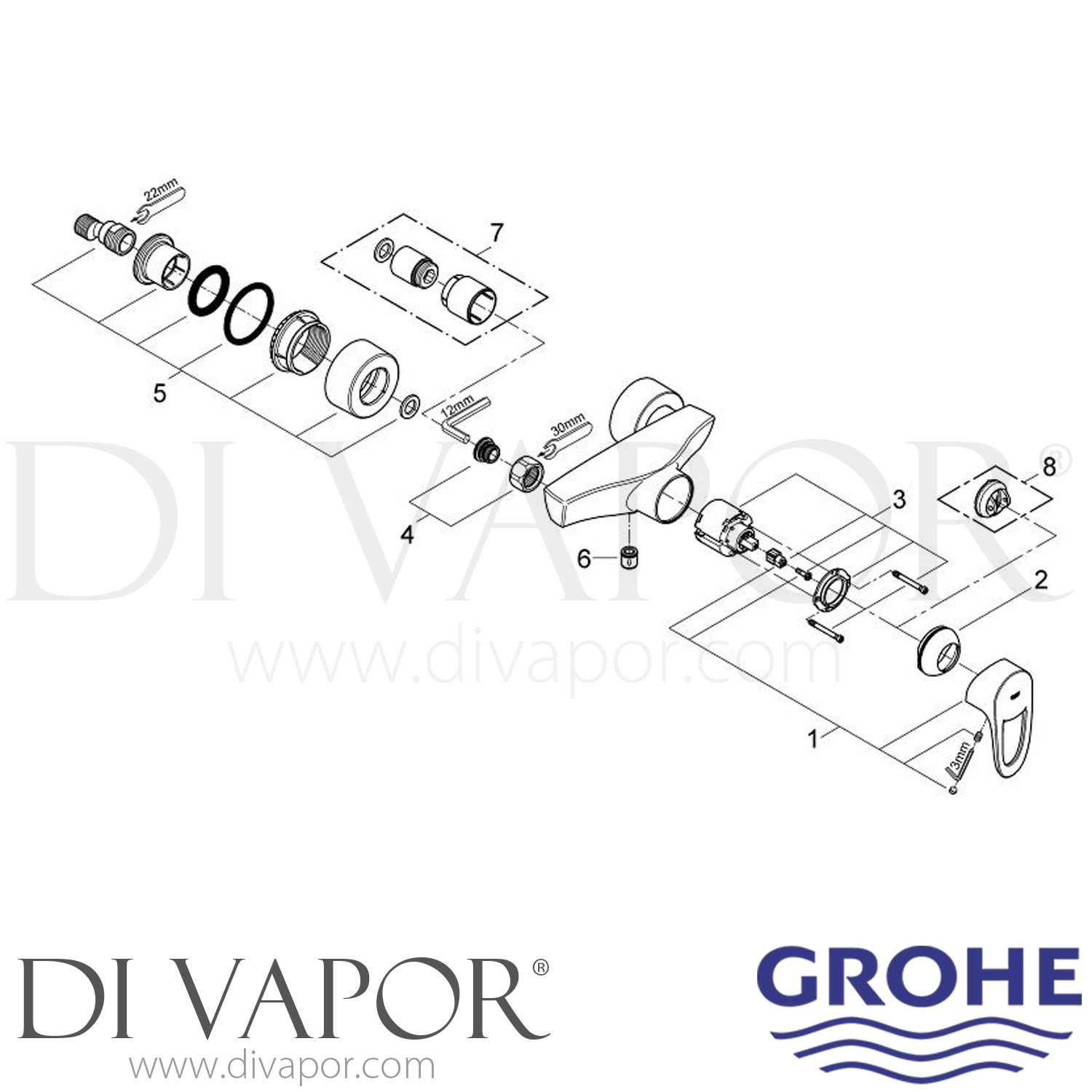 Grohe 33577001 Europlus (20052009) Single Lever Shower Mixer Spare Parts