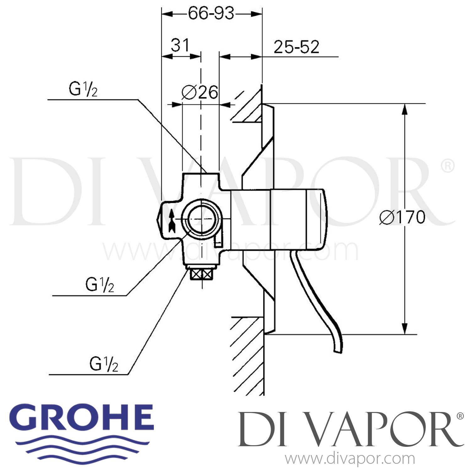 Grohe 33640000 Euromix Manual Shower Valve Spare Parts