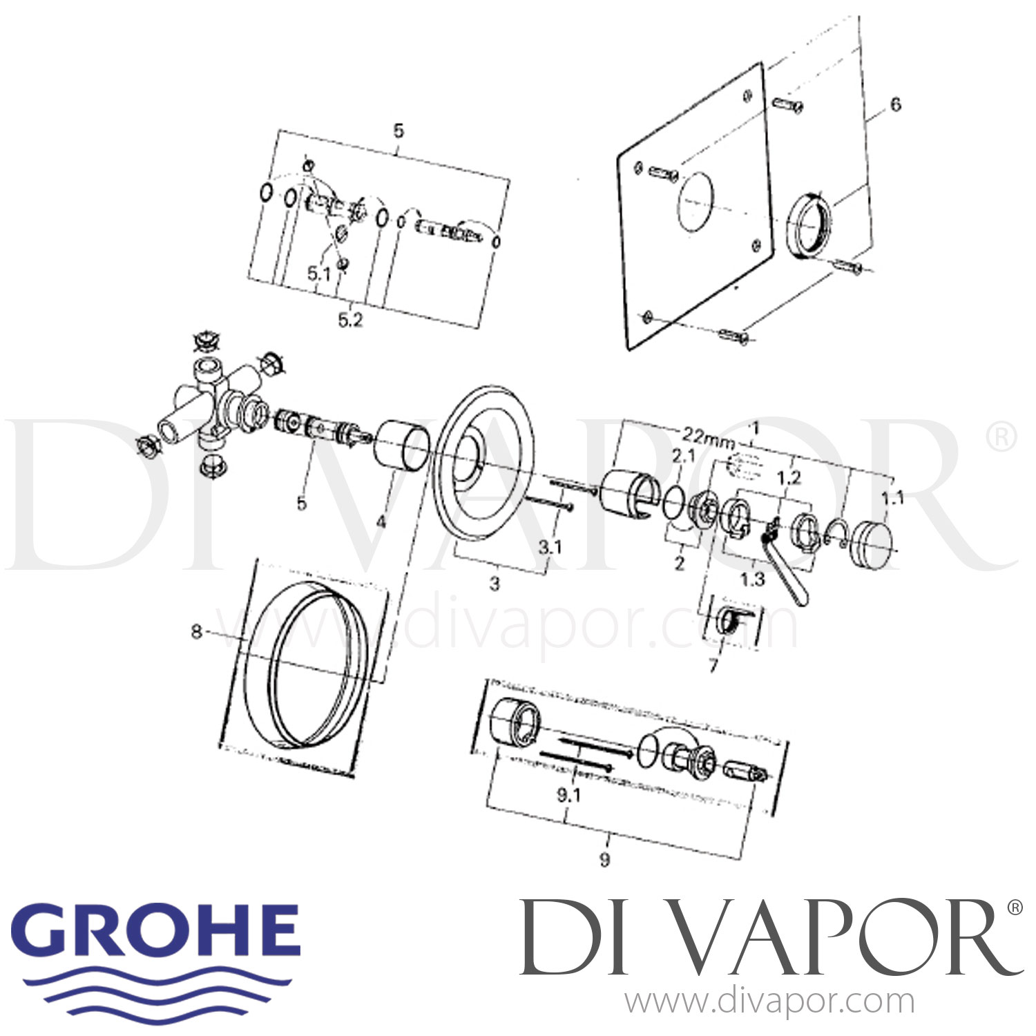 Grohe 33640000 Euromix Manual Shower Valve Spare Parts
