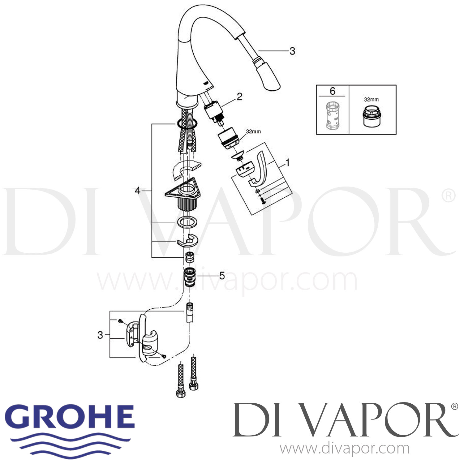 Grohe 33786000 K4 SingleLever Sink Mixer (1/2 Inch) Kitchen Tap Spare