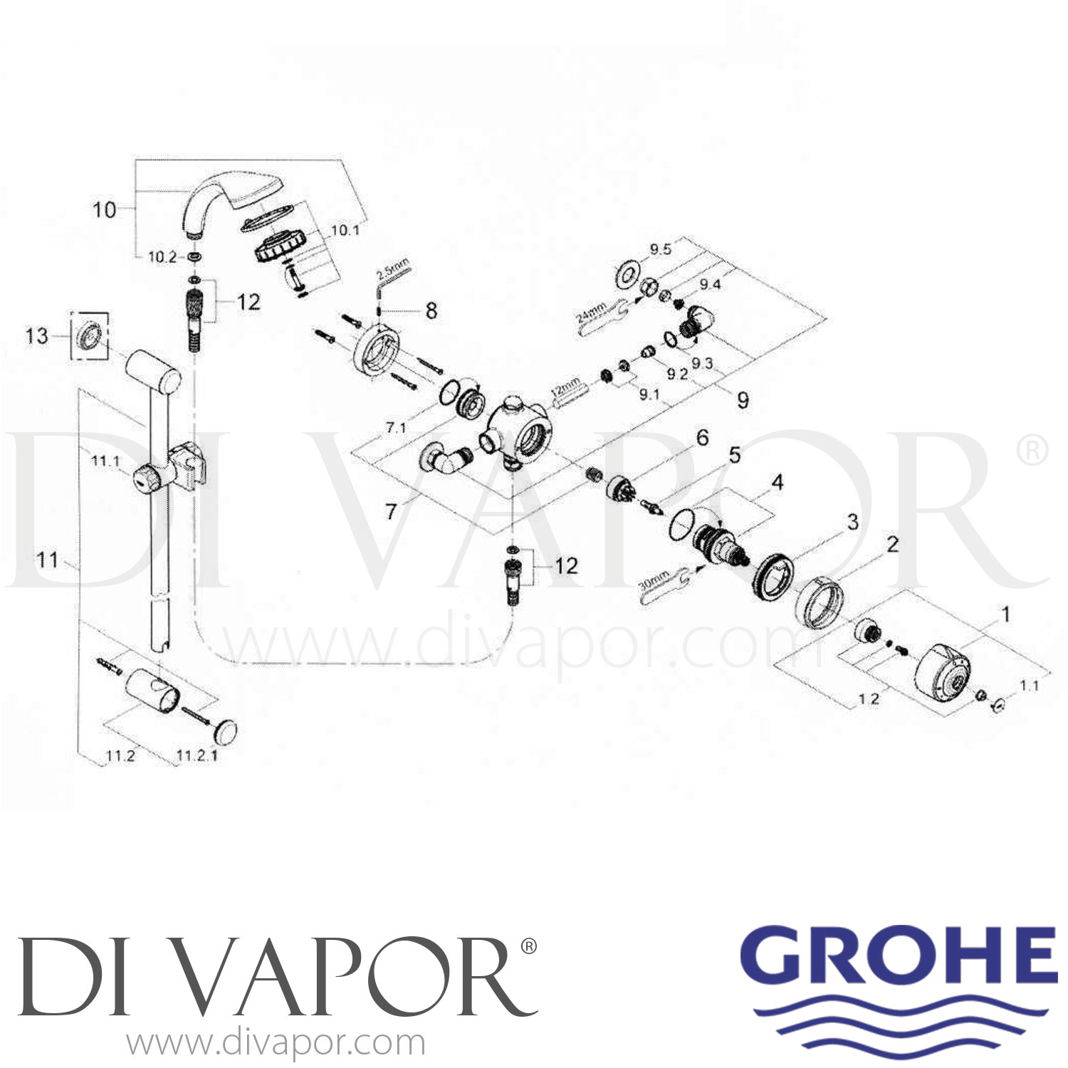 Grohe 34 033 Grohmaster Avensys Thermostatic Single EV Shower Valve