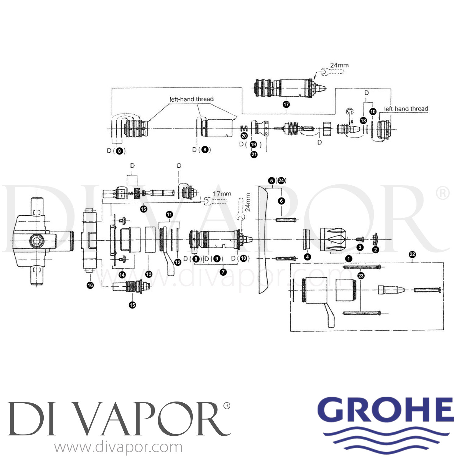 Grohe 34 422 and 34 422G Grohmix Concealed Thermostatic Shower