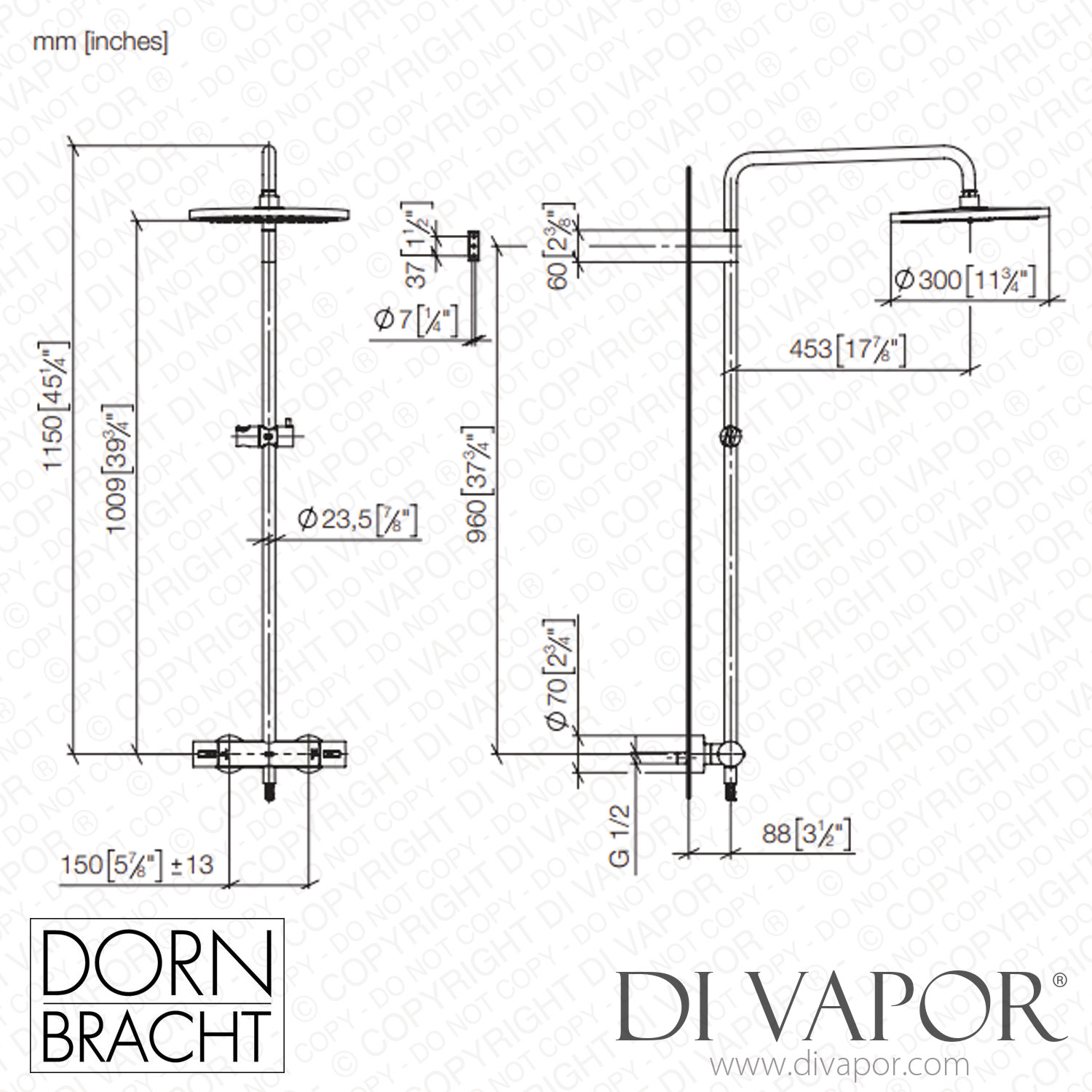 Dornbracht Series Specific Showerpipe with Shower Thermostat without