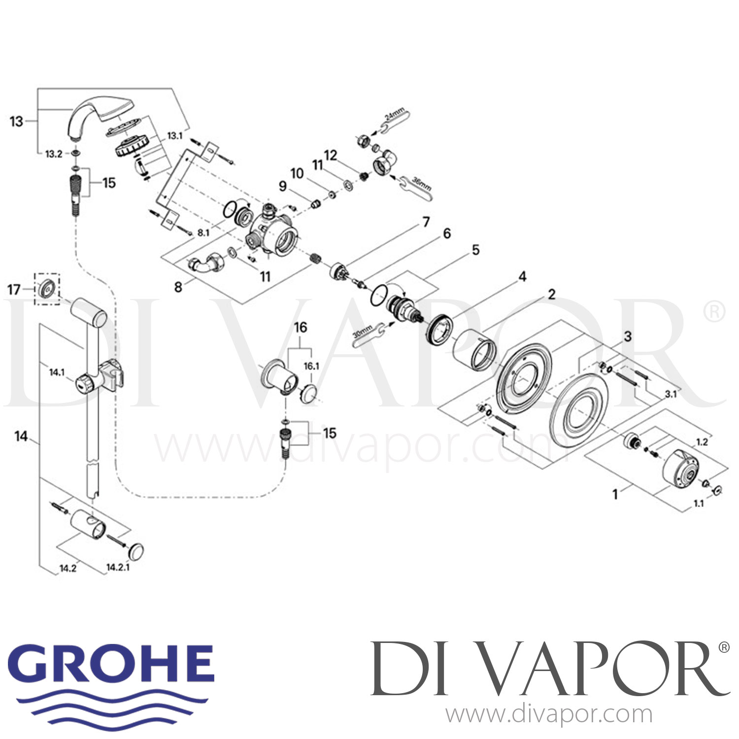 Grohe 34036000 Avensys Single Control Thermostatic Shower Spare Parts
