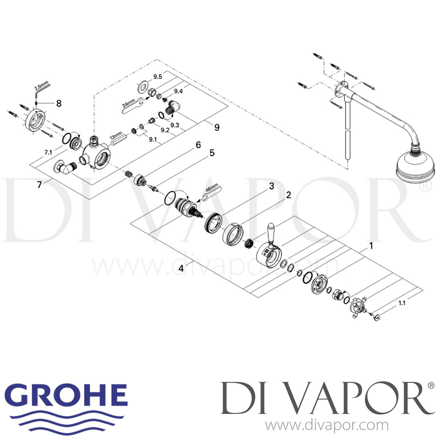 Grohe 34042IL0 Avensys Traditional Exposed Shower Valve Spare Parts