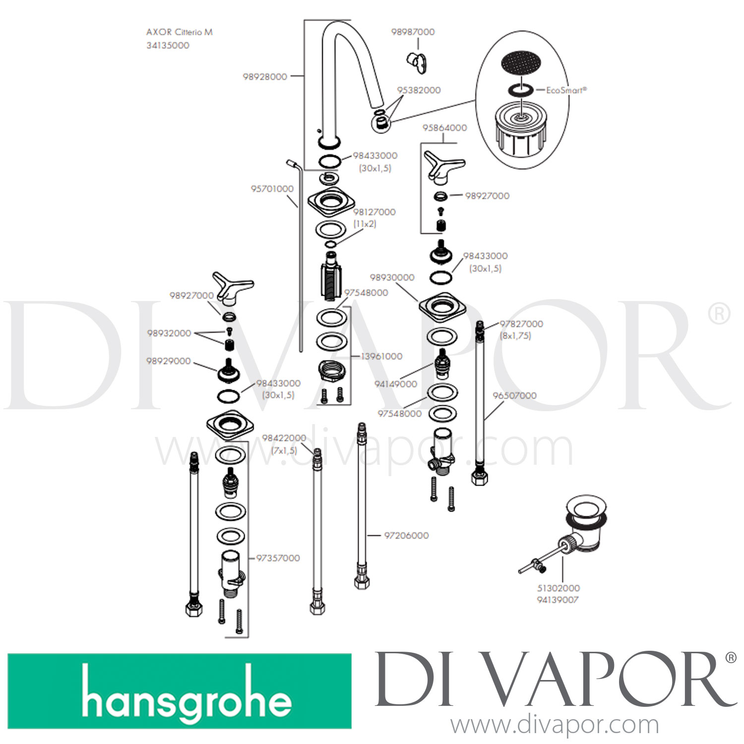 Hansgrohe 34135990 AXOR Citterio M 3Hole Basin Mixer 160 with Star