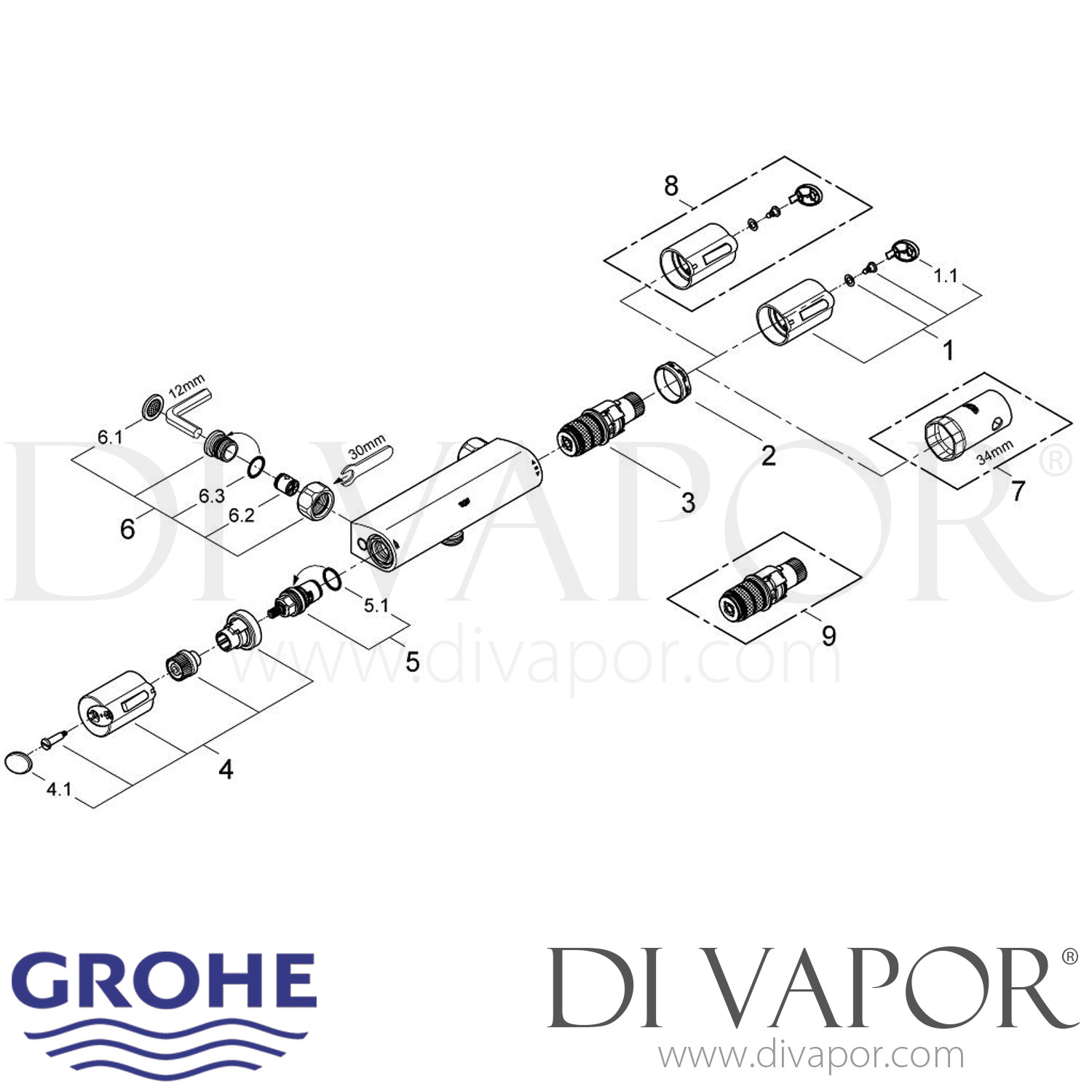 Grohe 34146000 Grohtherm 1000 Thermostatic Shower Spare Parts