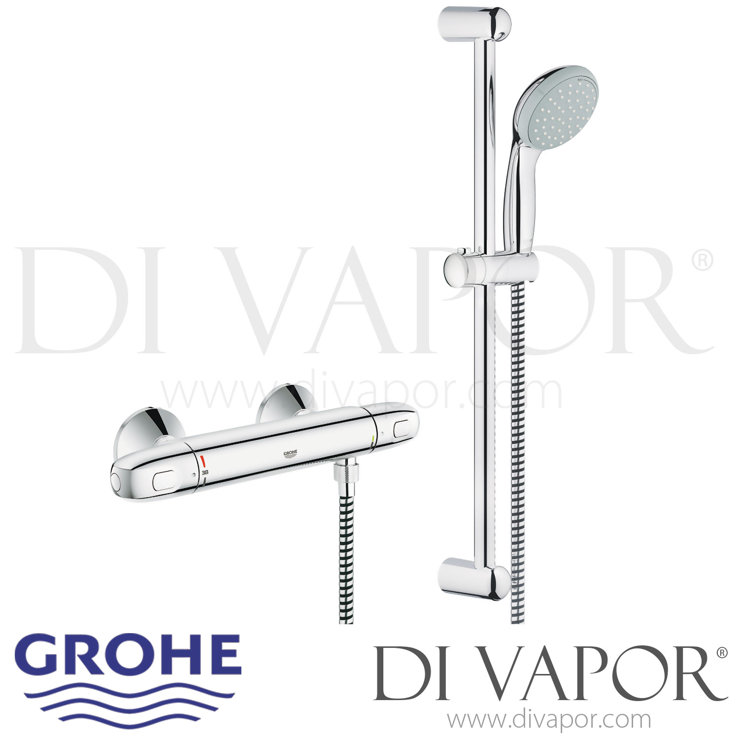 Afkorting Keuze accumuleren Grohe 34151003 Grohtherm 1000 Thermostatic Shower Mixer (1/2 Inch) with  Shower Set Spare Parts