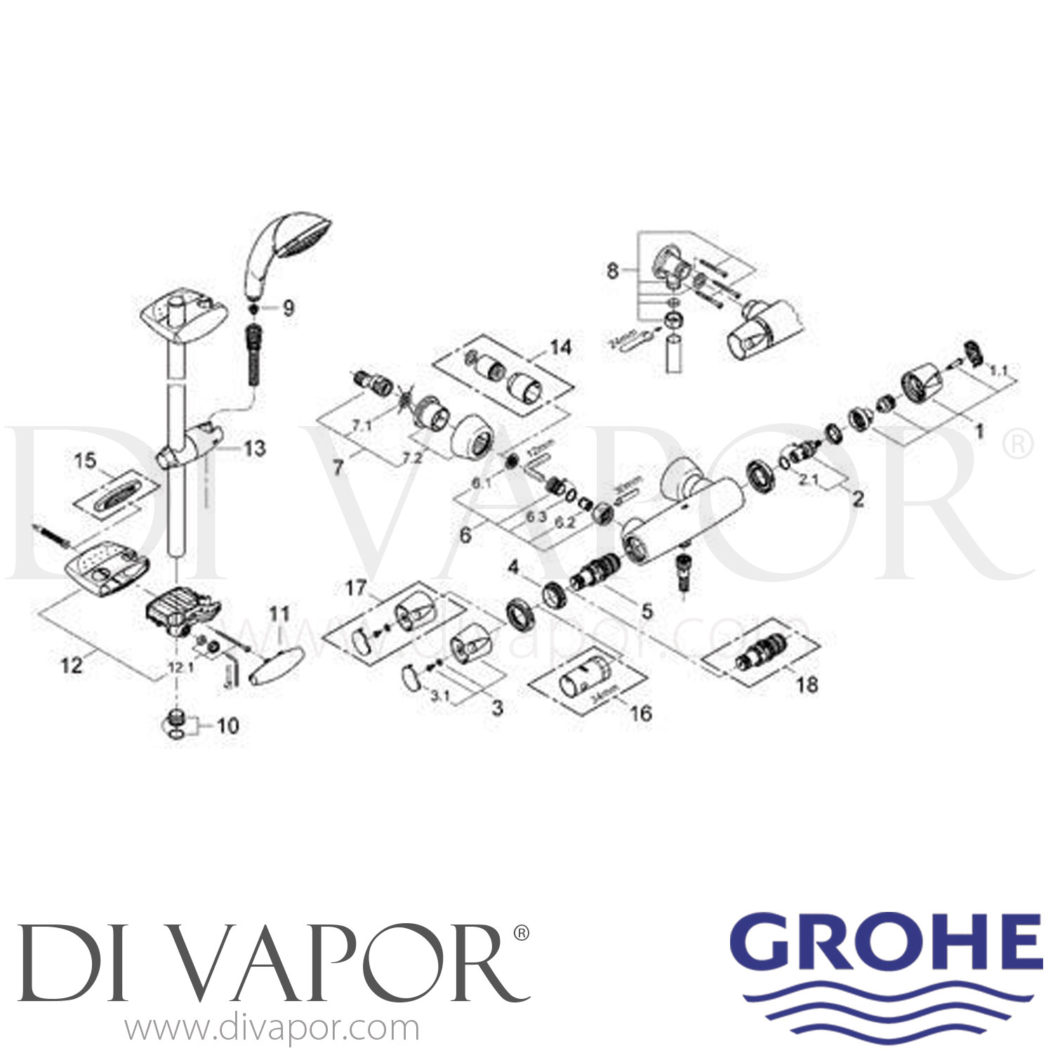 Grohe 34181 Grohmaster Grohtherm 3000 EV Shower Spare Parts