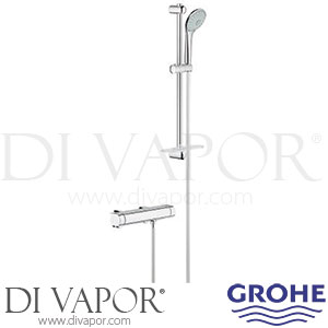 Grohe 34195001 Grohtherm 2000 Thermostatic Shower Mixer (1/2 Inch) with Shower Set Spare Parts