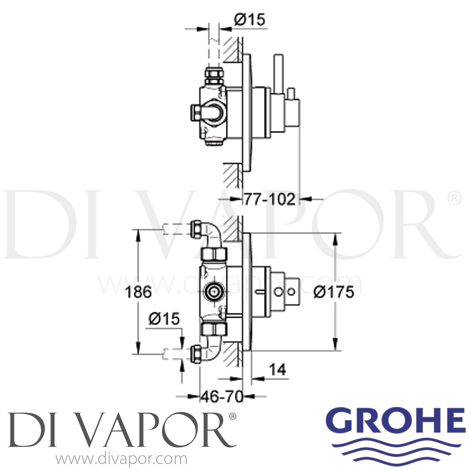 Grohe 34224000 Avensys Modern Conccealed Dual Control Shower Mixer
