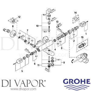 Grohe 34335 Grohtherm 1000 Thermostatic Bath Mixer (1/2 Inch) Spare Parts